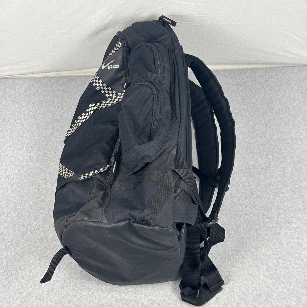 Nike Lacrosse Face-Off Backpack Black Checkered Gear Bag Large